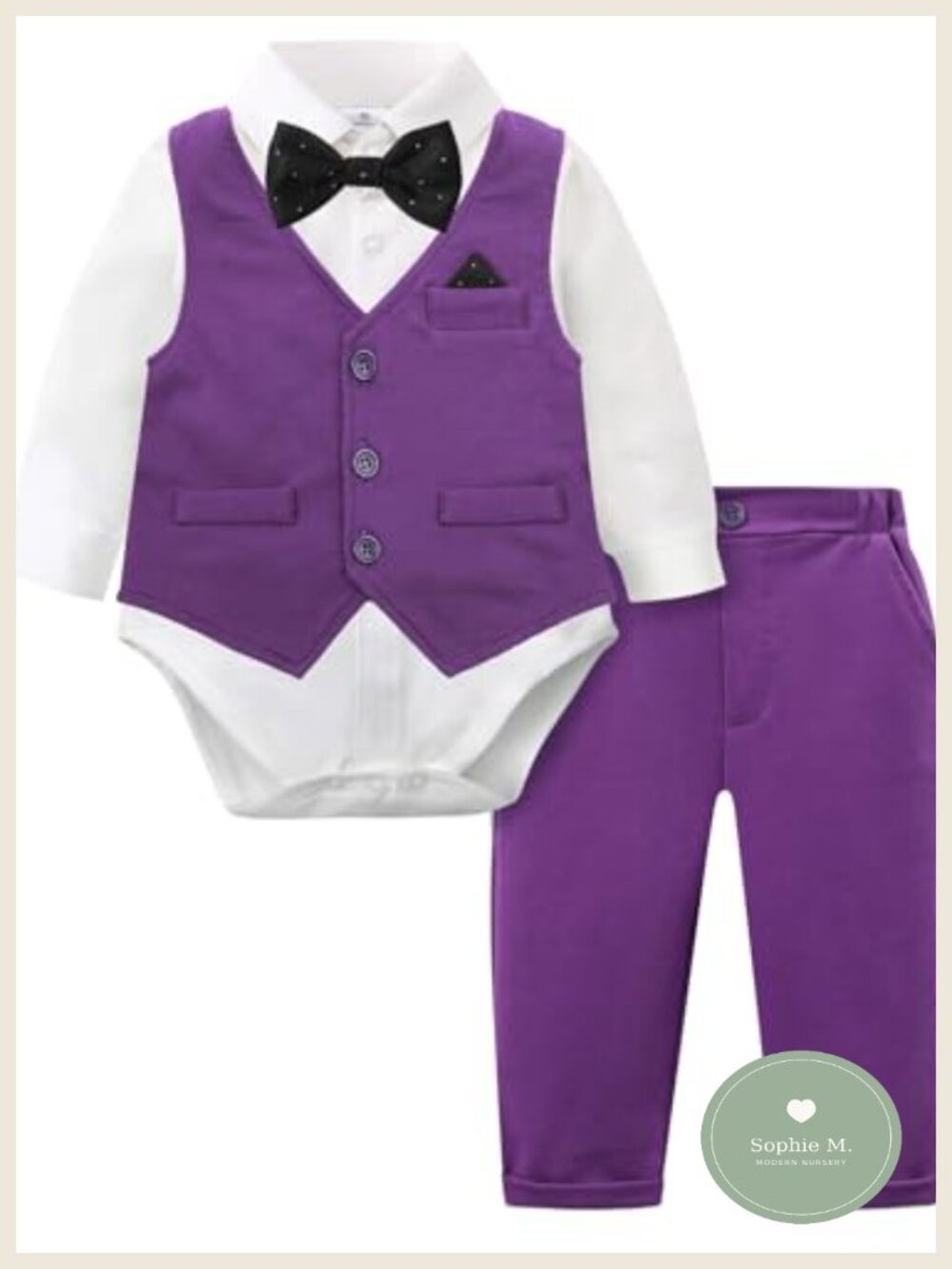 Baby Boys 3-Piece Suit Set Dress Shirt Pants Vest Bowtie Formal